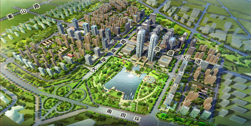 绿地滨湖国际城总体鸟瞰图