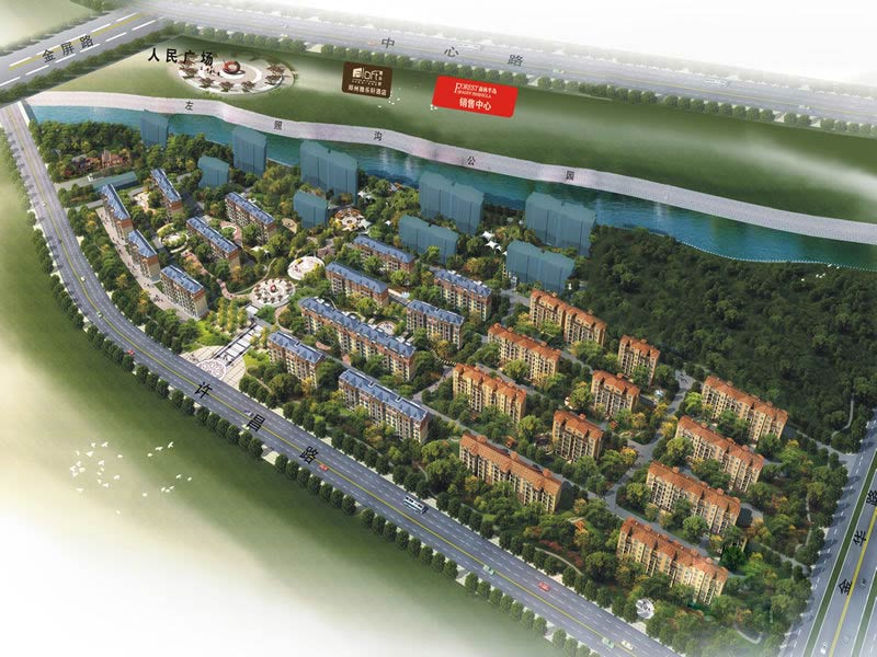 郑西建业森林半岛鸟瞰图