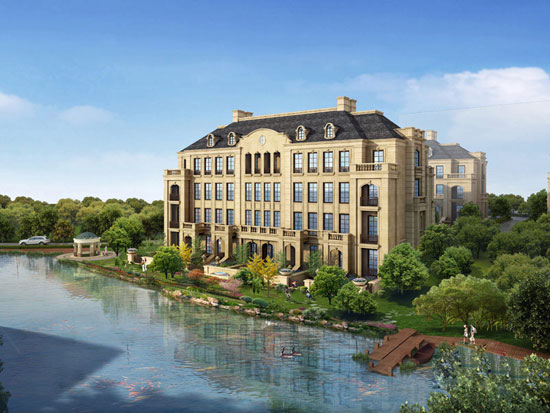 鸿园多层沿河半鸟瞰图