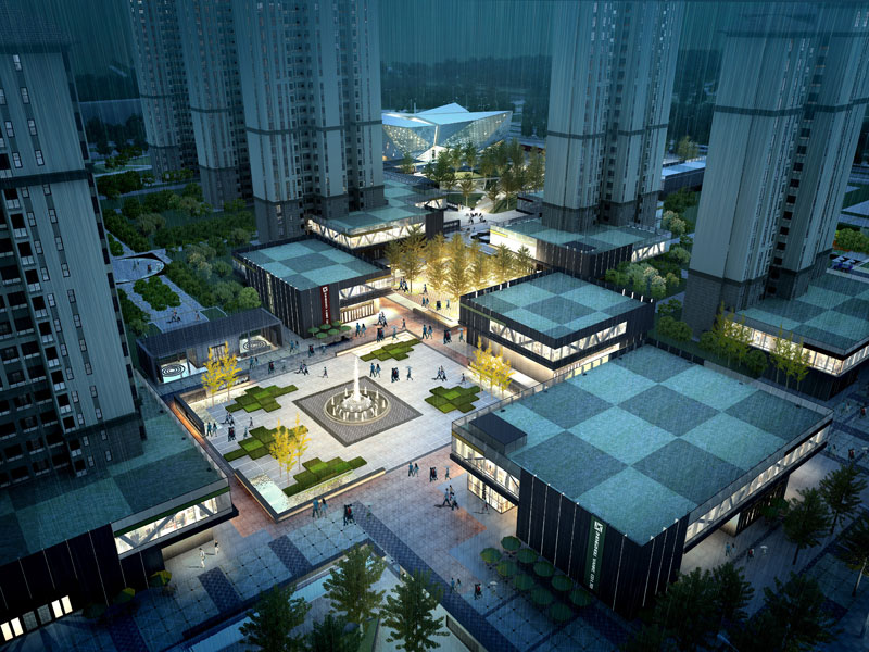 万科城斜街效果图