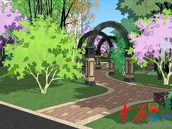 阅山公馆地中海风格廊架效果图