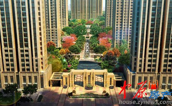 建业贰号城邦入口半鸟瞰效果图