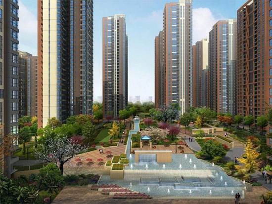 通利紫荆尚都中心景区半鸟瞰图