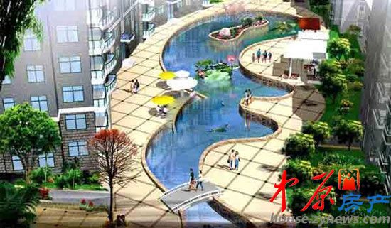 天河龙城小区水景效果图