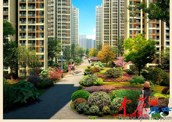 鑫苑鑫家沿区内道路轴线透视图