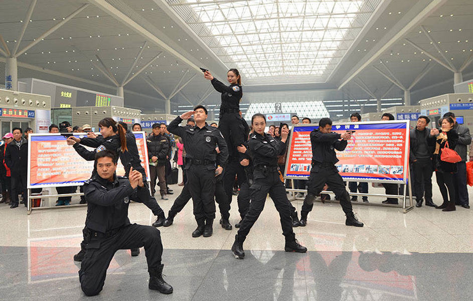 郑州铁路警花擒拿格斗保春运